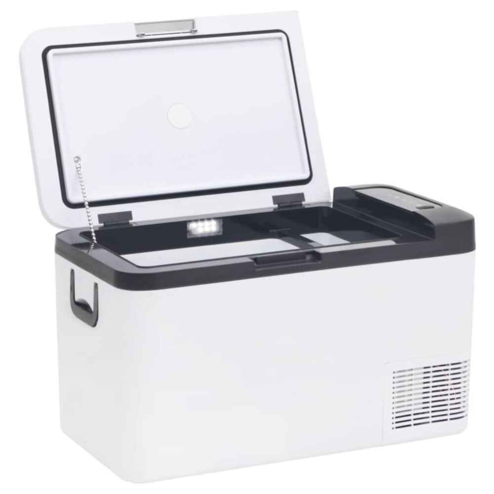 Koelbox met handvat en adapter 25 L PP &amp; PE zwart en wit