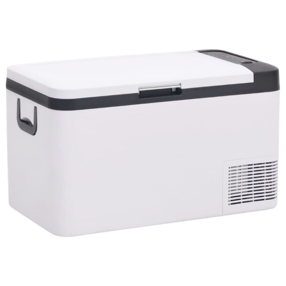 Koelbox met handvat en adapter 25 L PP &amp; PE zwart en wit