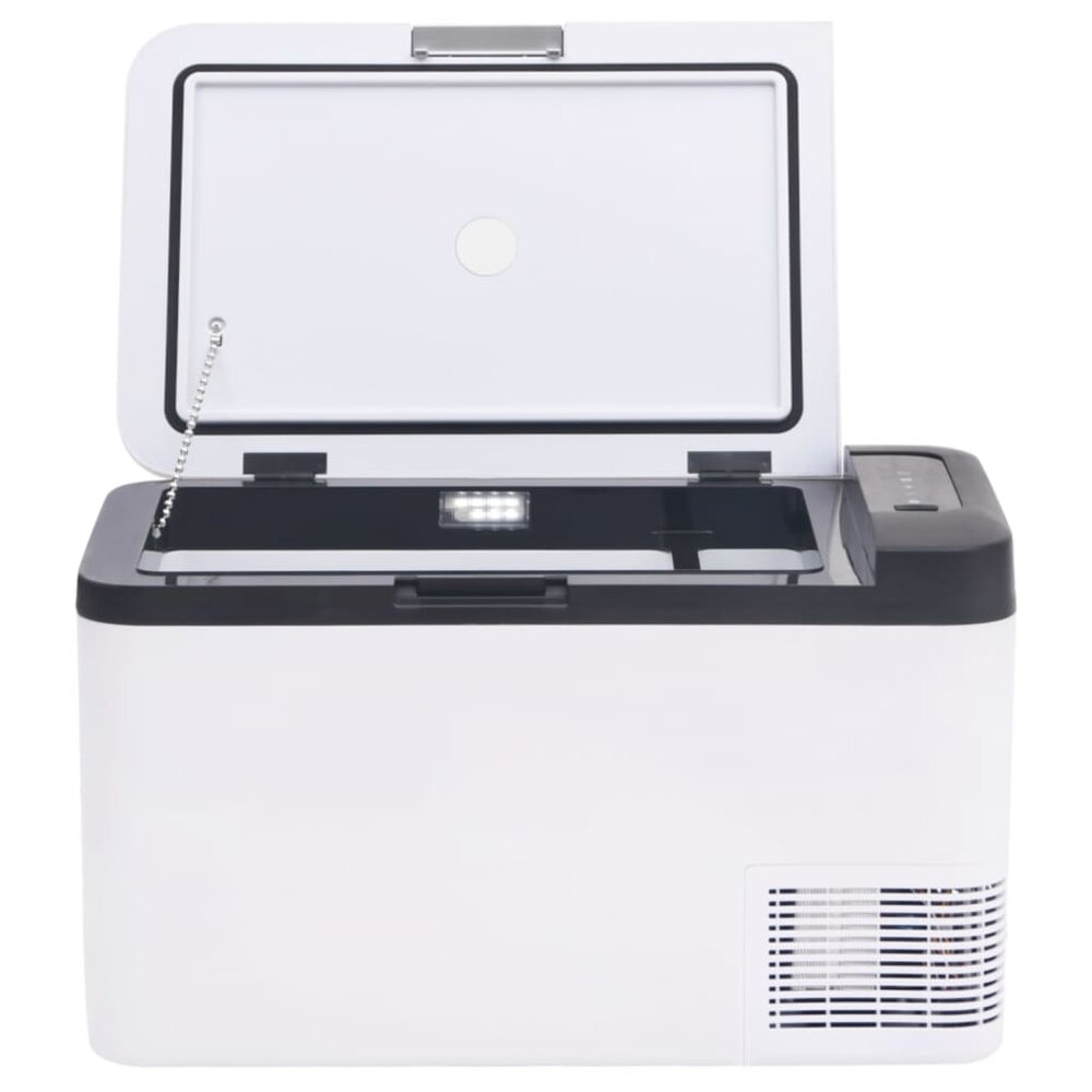 Koelbox met handvat en adapter 25 L PP &amp; PE zwart en wit