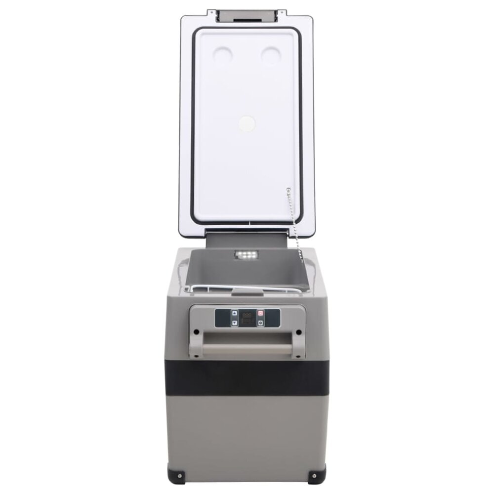 Koelbox met handvat en adapter 55 L PP &amp; PE zwart en grijs
