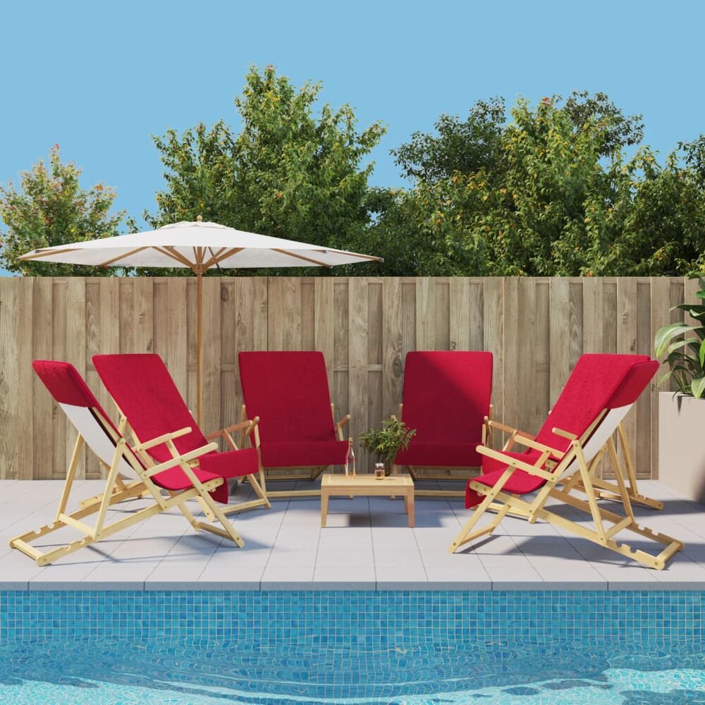 Strandhanddoeken 6 st 400 g/m&sup2; 60x135 cm stof bordeauxrood