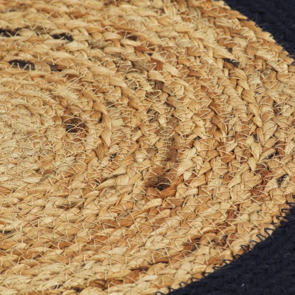 Placemats 4 st 38 cm jute en katoen natuurlijk en marineblauw