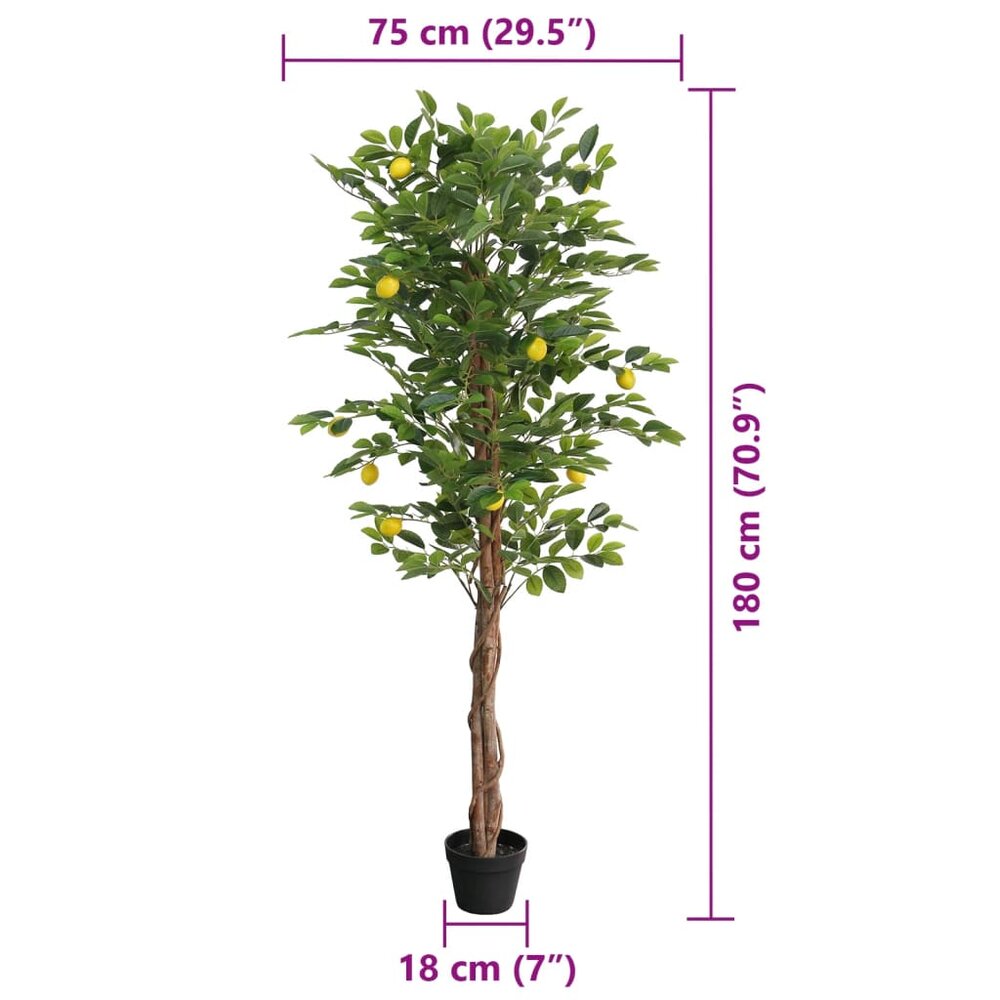 Kunstcitroenboom met 3 stammen 180 cm polypropeen groen