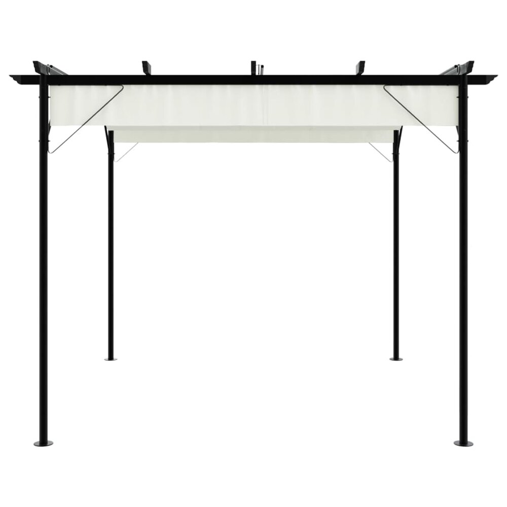 Pergola met uitschuifbaar dak 3x3 m staal cr&eacute;mewit