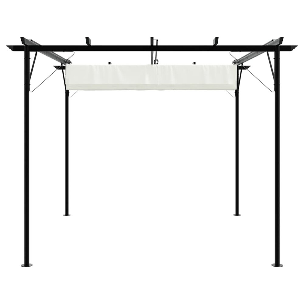 Pergola met uitschuifbaar dak 3x3 m staal cr&eacute;mewit