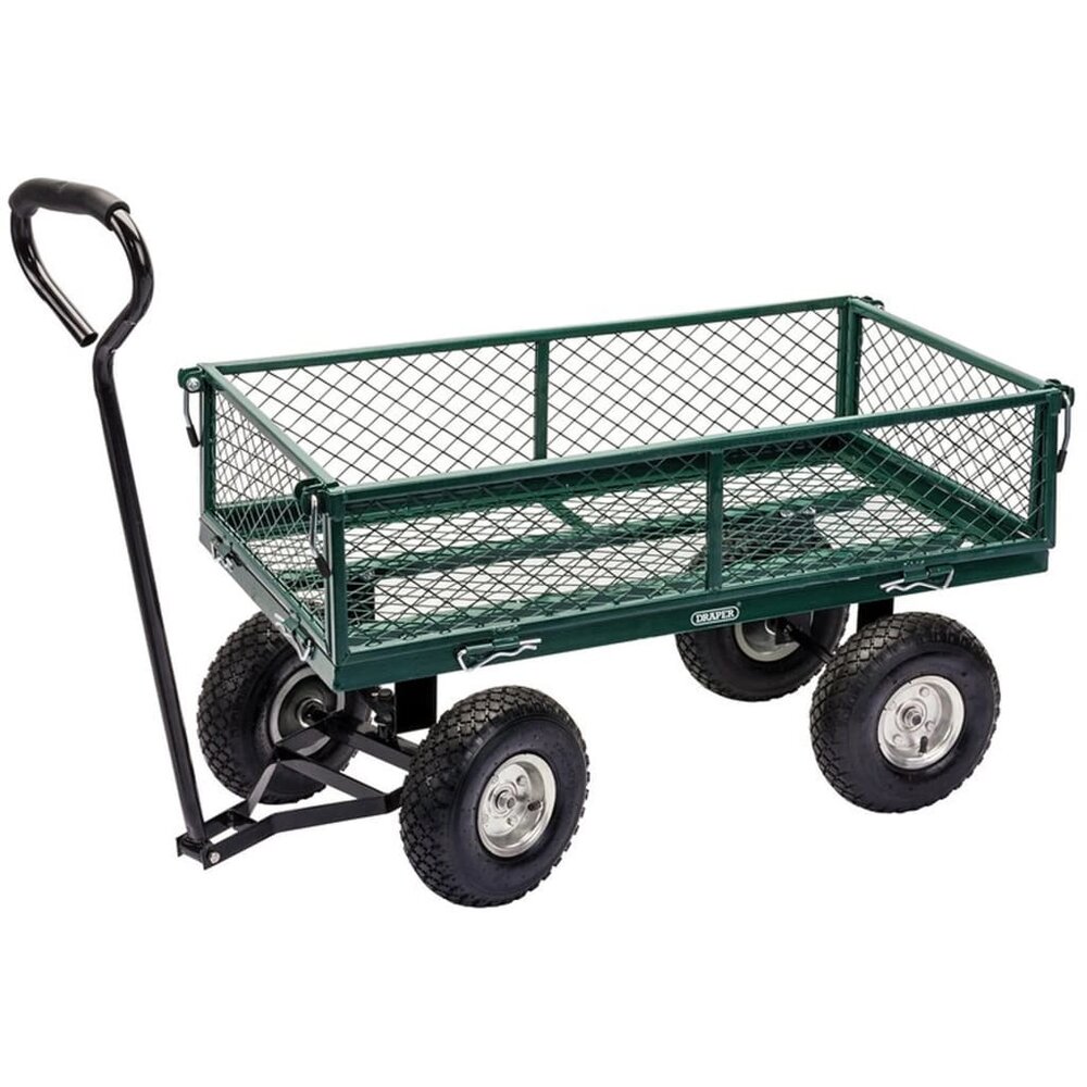 Tuinwagen staalgaas 86,5x46,5x21 cm groen en zwart