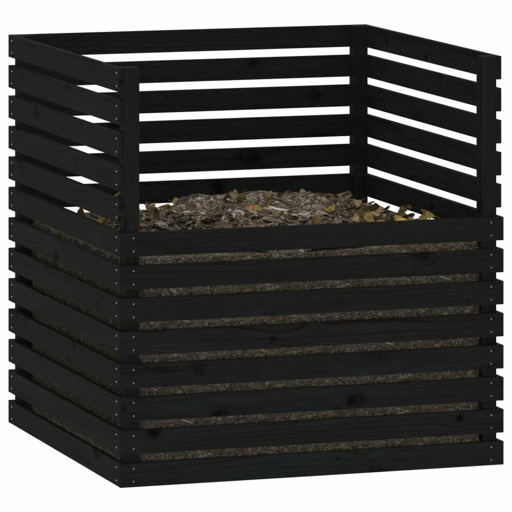 Compostbak 100x100x102 cm massief grenenhout zwart