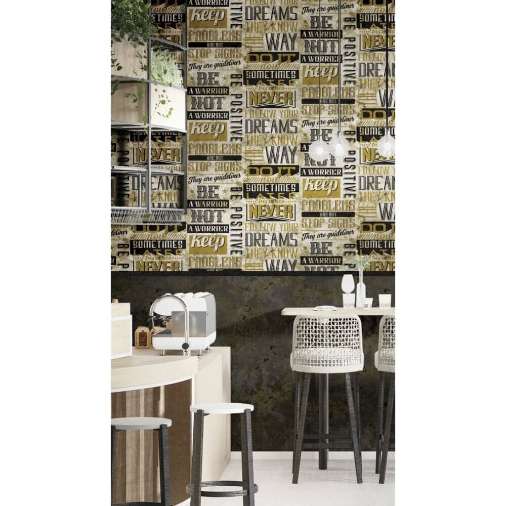 Behang Friends &amp; Coffee Marble Concrete zwart en bruin