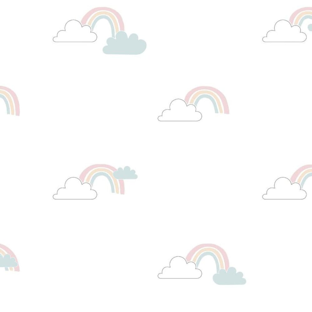 Behang Mondo baby Clouds wit/blauw/roze