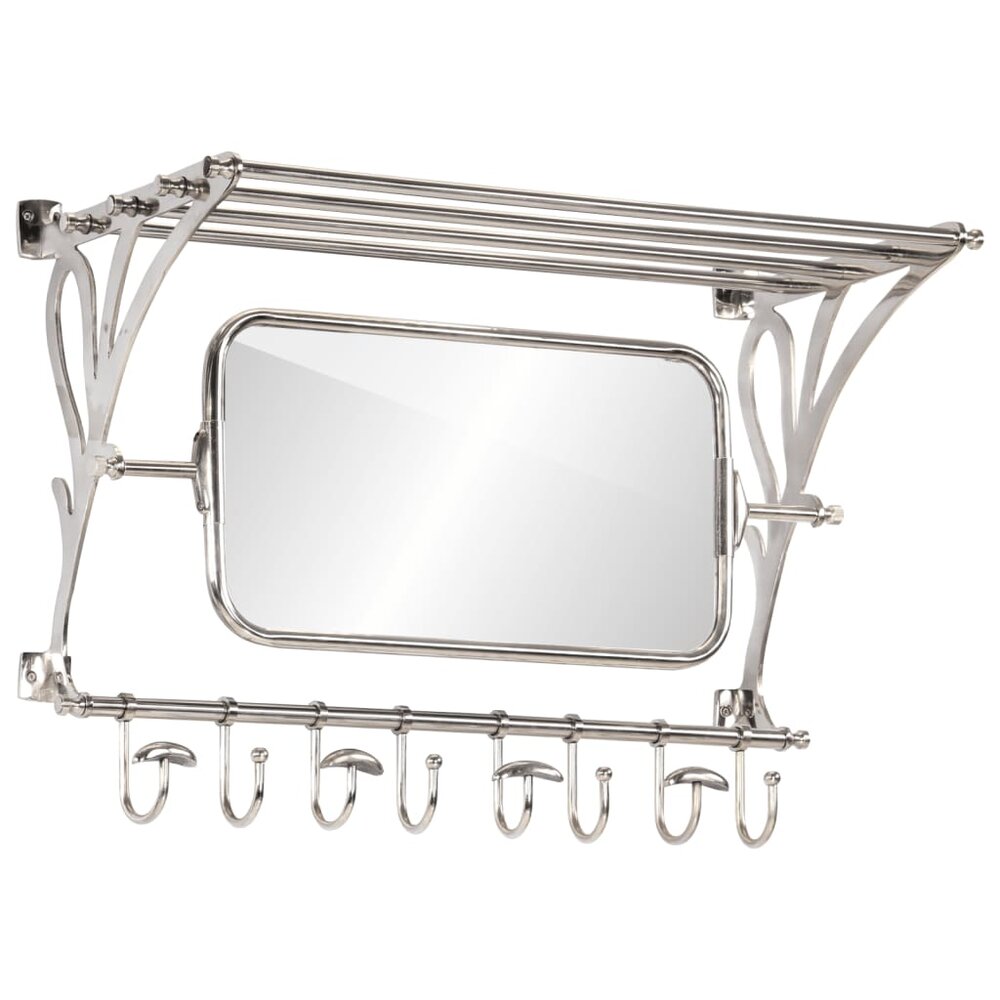 Bagagerek met kleerhangers en spiegel wandmontage aluminium