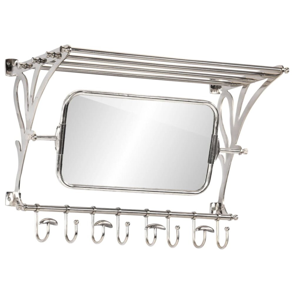 Bagagerek met kleerhangers en spiegel wandmontage aluminium