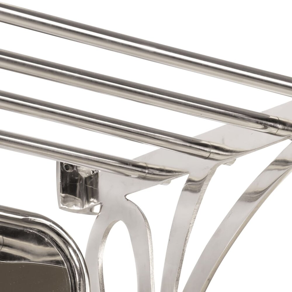 Bagagerek met kleerhangers en spiegel wandmontage aluminium