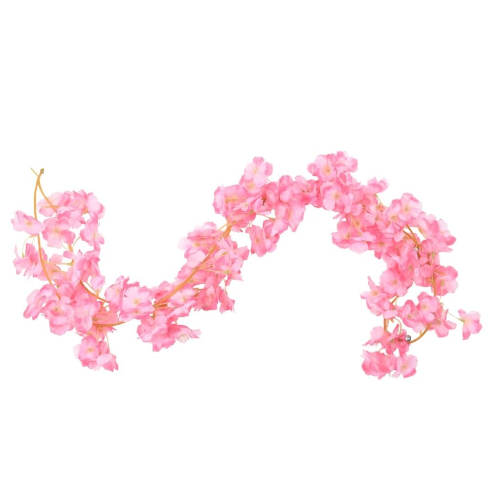 Kerstslingers met bloemen 6 st 180 cm donkerroze