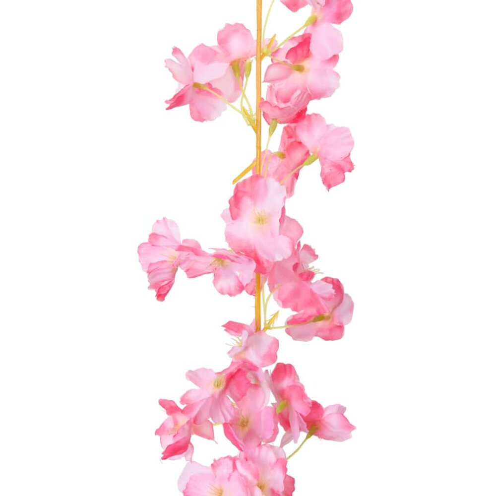 Kerstslingers met bloemen 6 st 180 cm donkerroze
