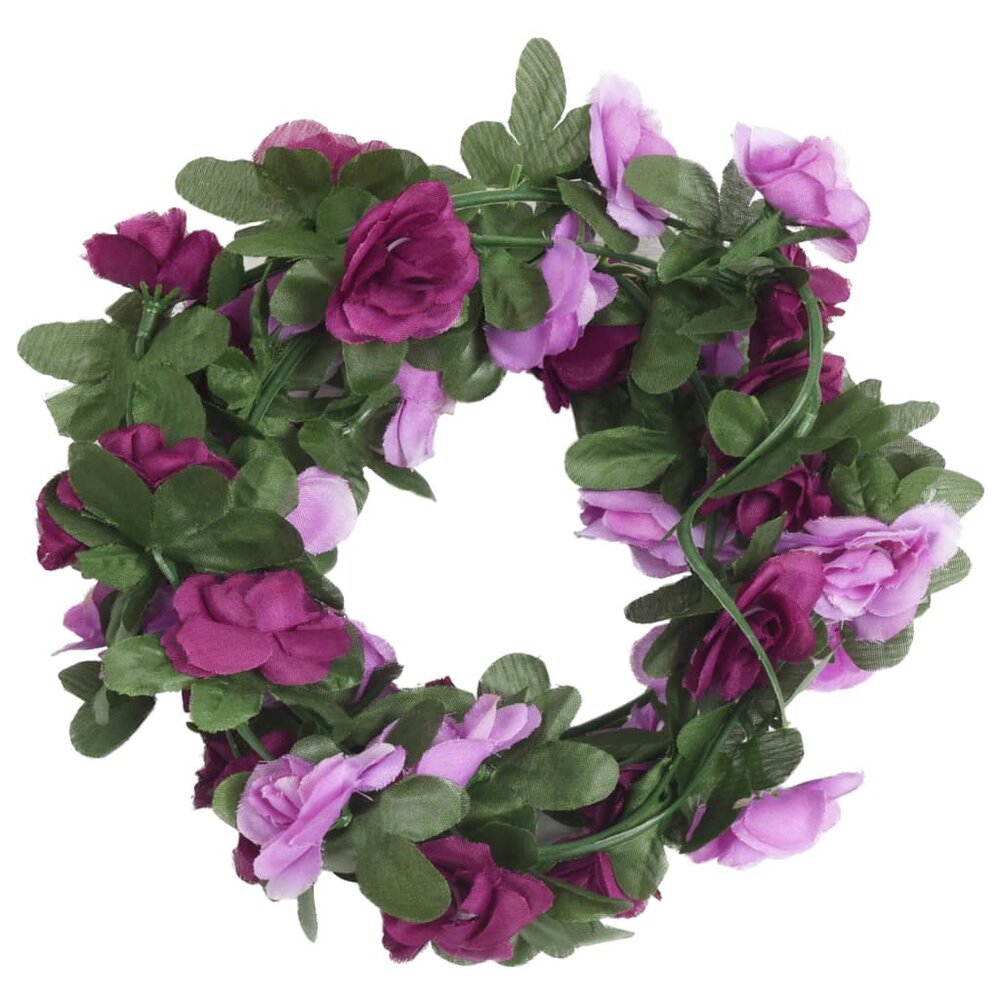 Kerstslingers met bloemen 6 st 250 cm lente lichtpaars
