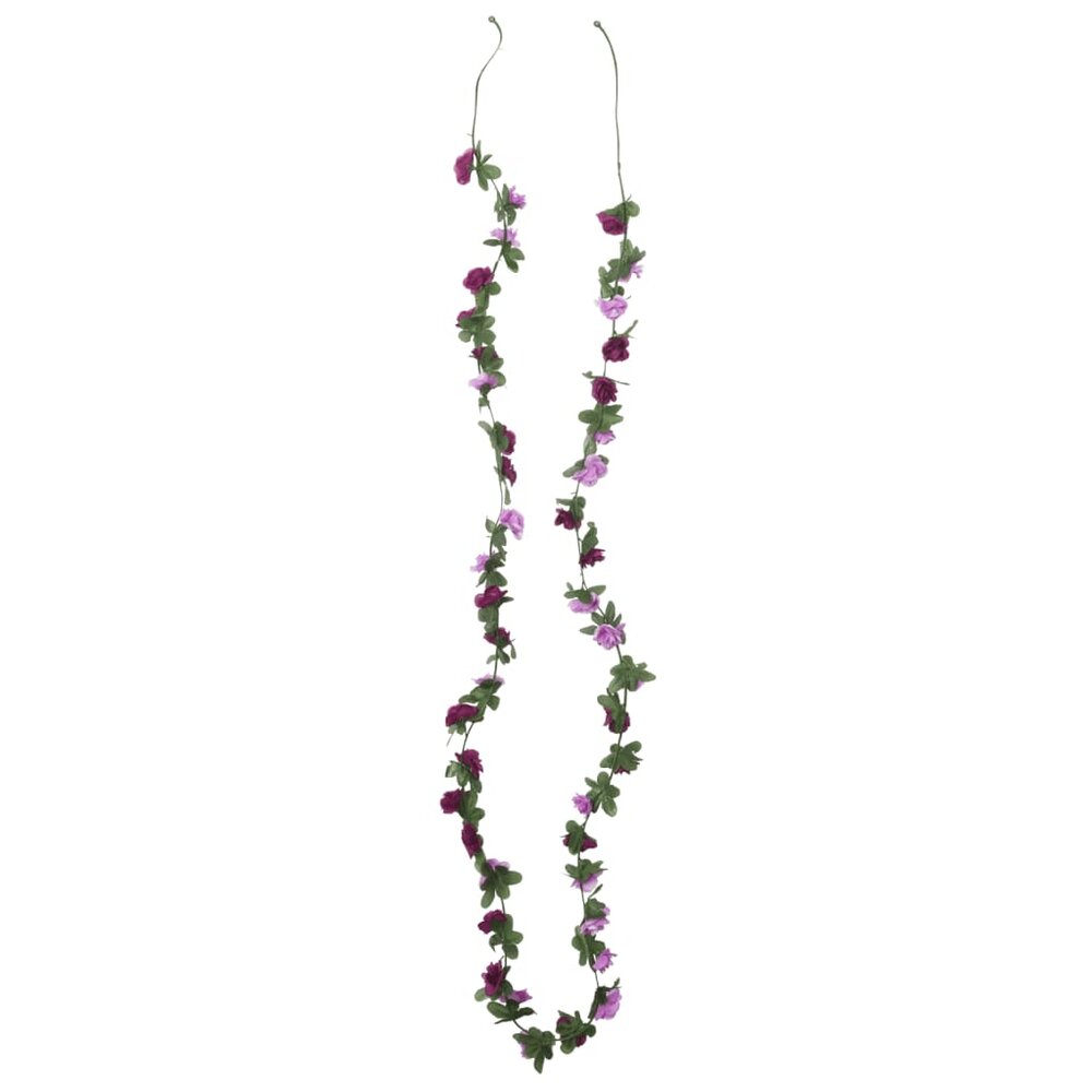 Kerstslingers met bloemen 6 st 250 cm lente lichtpaars