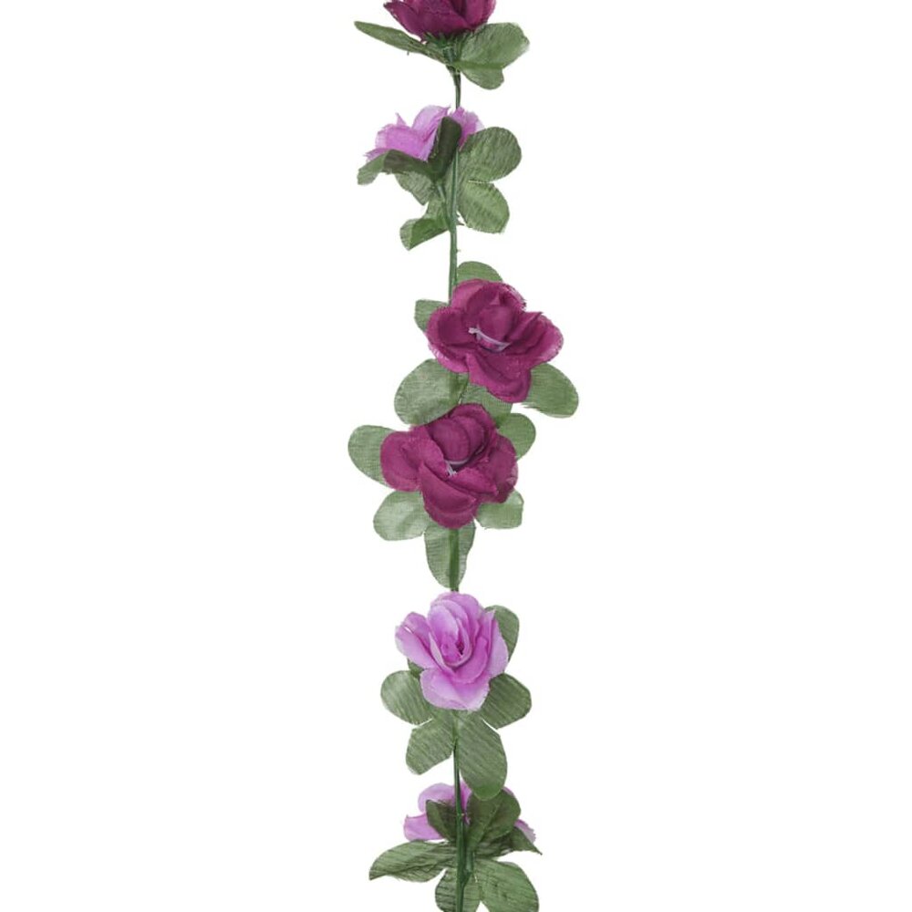 Kerstslingers met bloemen 6 st 250 cm lente lichtpaars