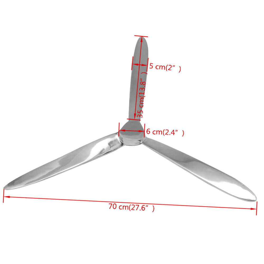 Propeller voor aan de muur 70 cm aluminium zilver
