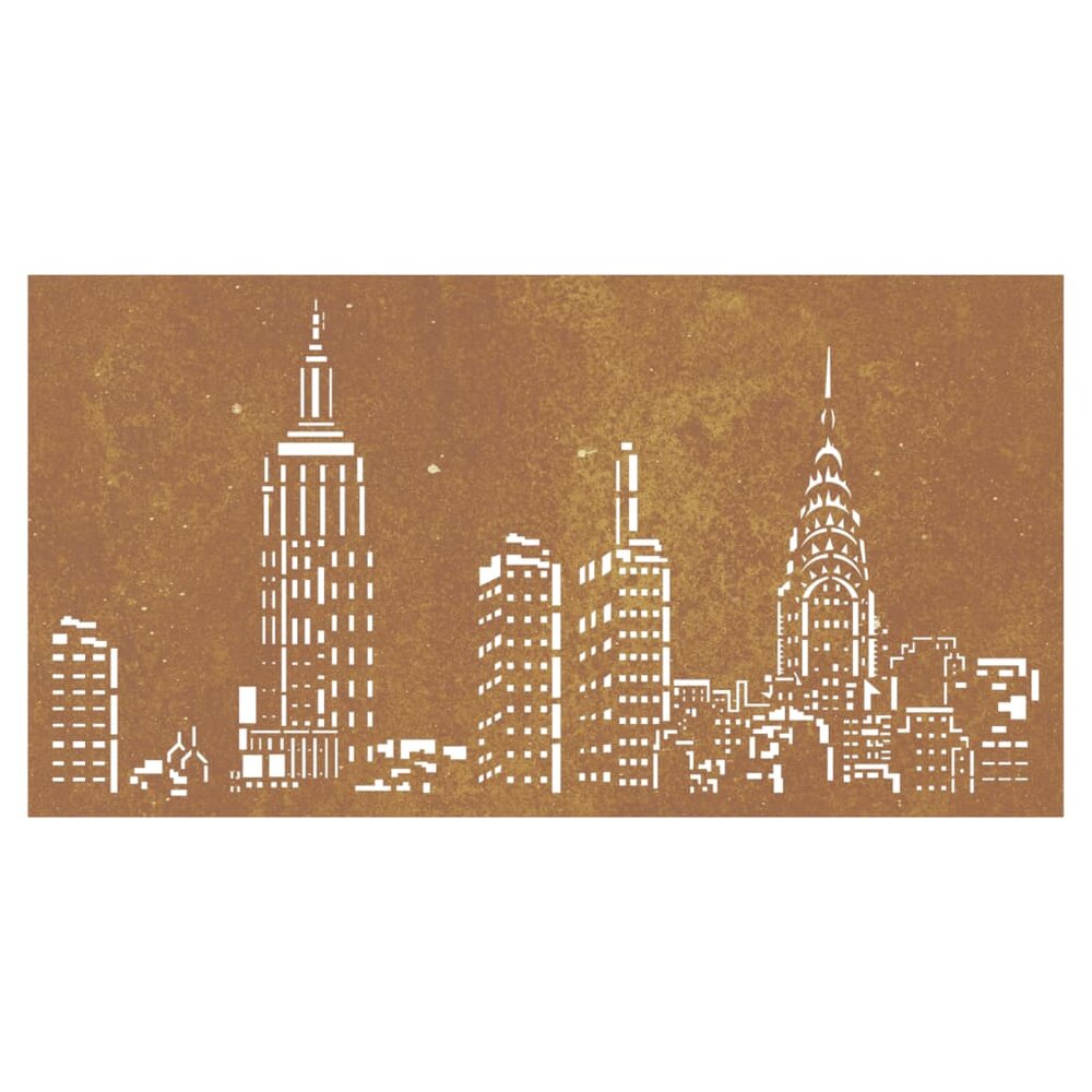 Wanddecoratie tuin skyline-ontwerp 105x55 cm cortenstaal