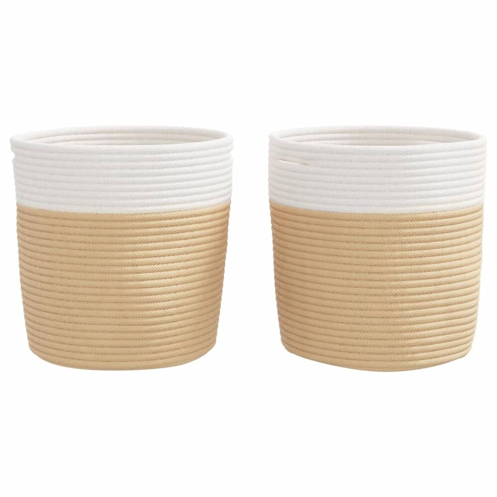 Opbergmanden 2 st &Oslash; 28x28 cm katoen beige en wit
