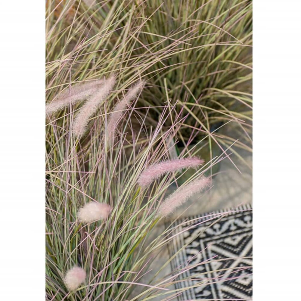 Kunstplant in zinken pot lampenpoetsergras 58 cm