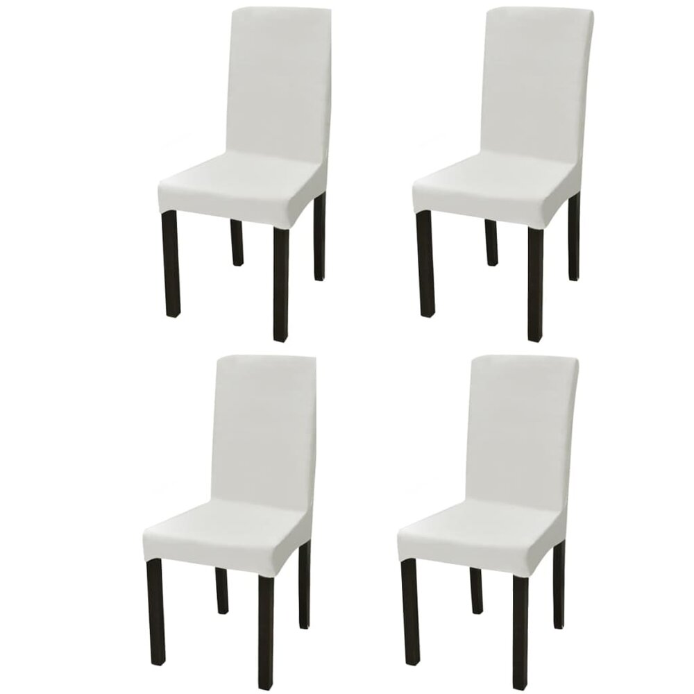 Stoelhoezen 4 st stretch recht cr&egrave;mekleurig