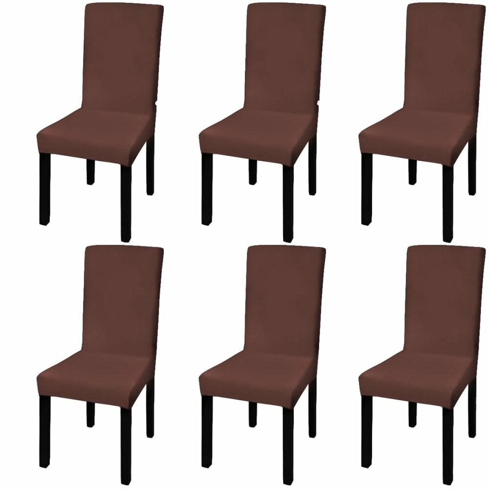 Stoelhoezen 6 st stretch recht bruin