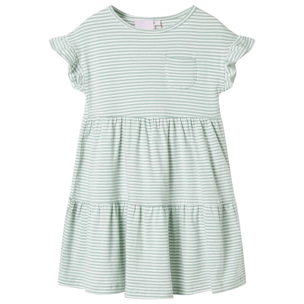 Kinderjurk met ruches aan de mouwen 128 mintkleurig