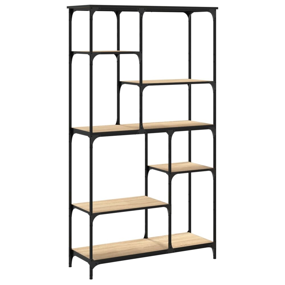 Boekenrek 99x35,5x176 cm bewerkt hout en staal sonoma eiken