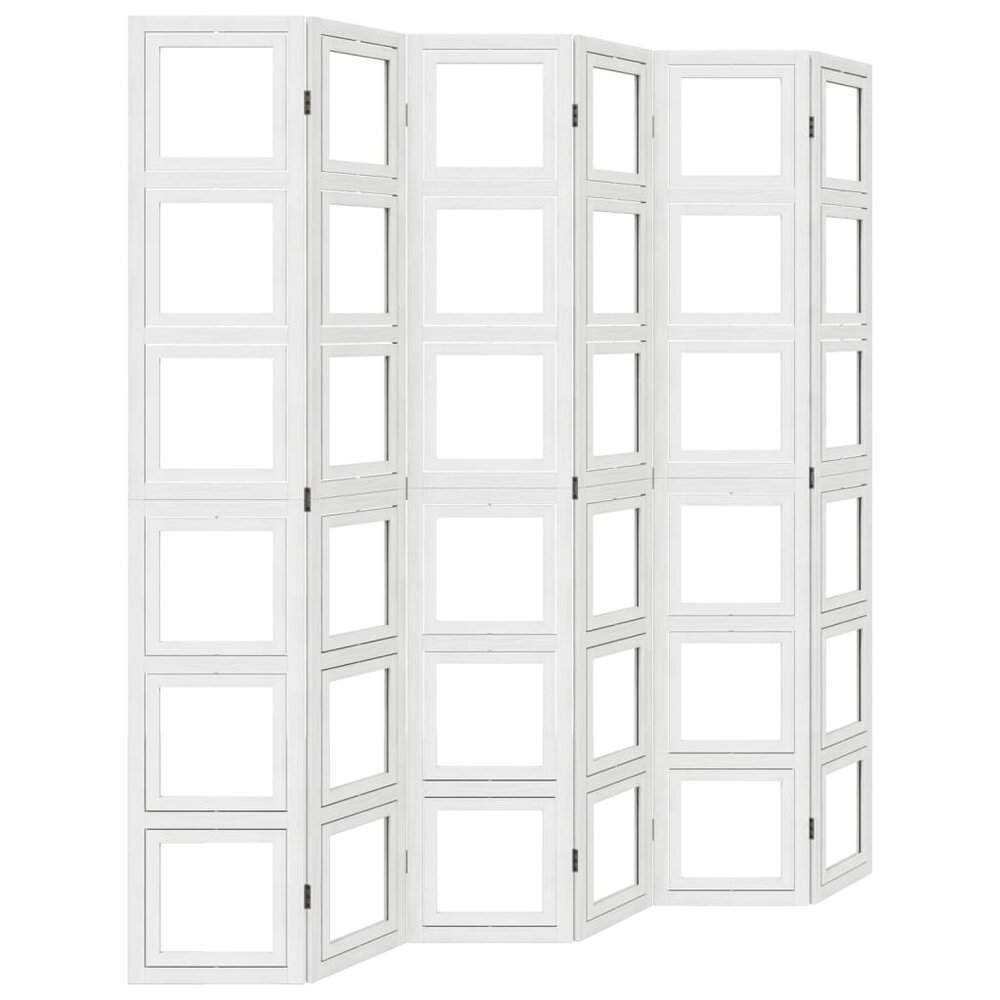 Kamerscherm met 6 panelen massief paulowniahout wit