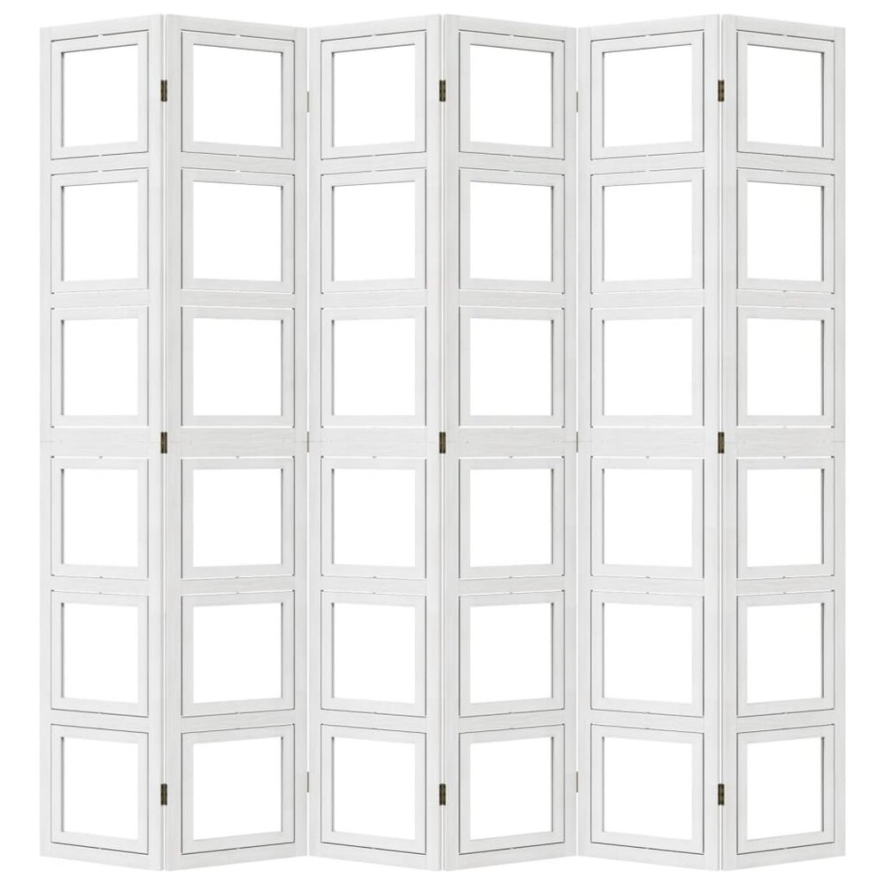 Kamerscherm met 6 panelen massief paulowniahout wit