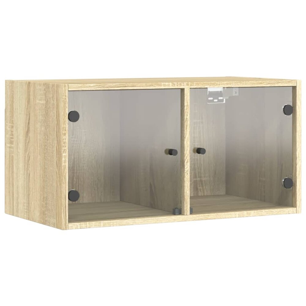 Wandkast met glazen deuren 68,5x37x35 cm sonoma eikenkleurig