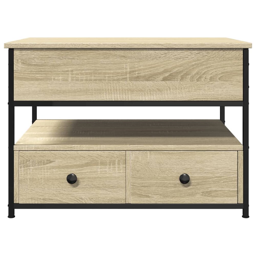 Salontafel 70x50x50 cm bewerkt hout en metaal sonoma eikenkleur