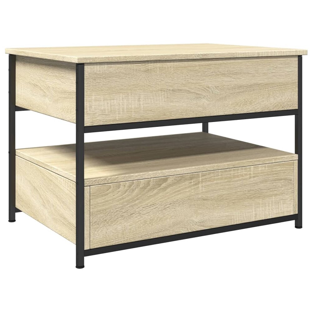 Salontafel 70x50x50 cm bewerkt hout en metaal sonoma eikenkleur