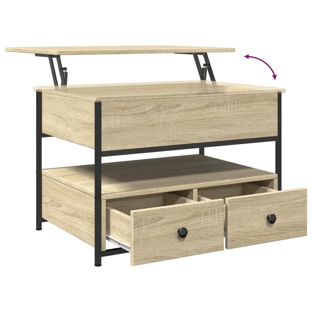 Salontafel 70x50x50 cm bewerkt hout en metaal sonoma eikenkleur