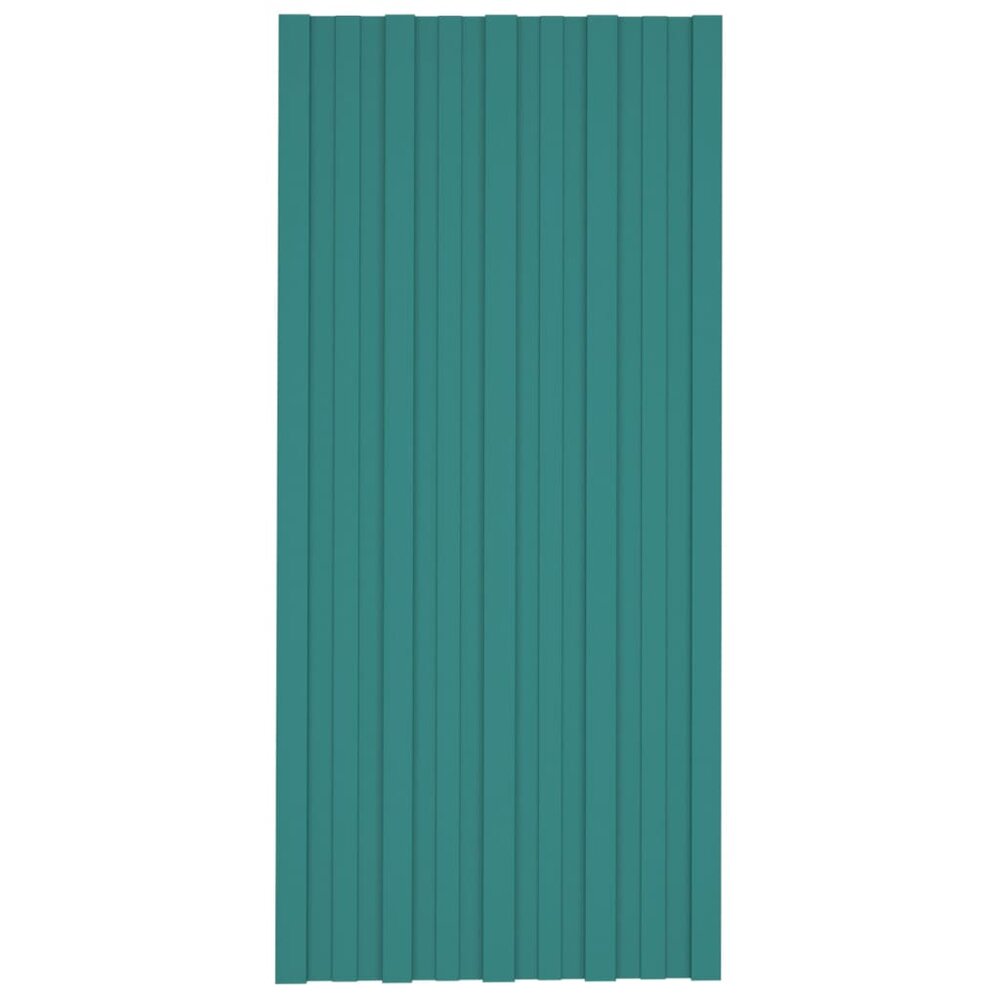Dakpanelen 12 st 100x45 cm gegalvaniseerd staal groen