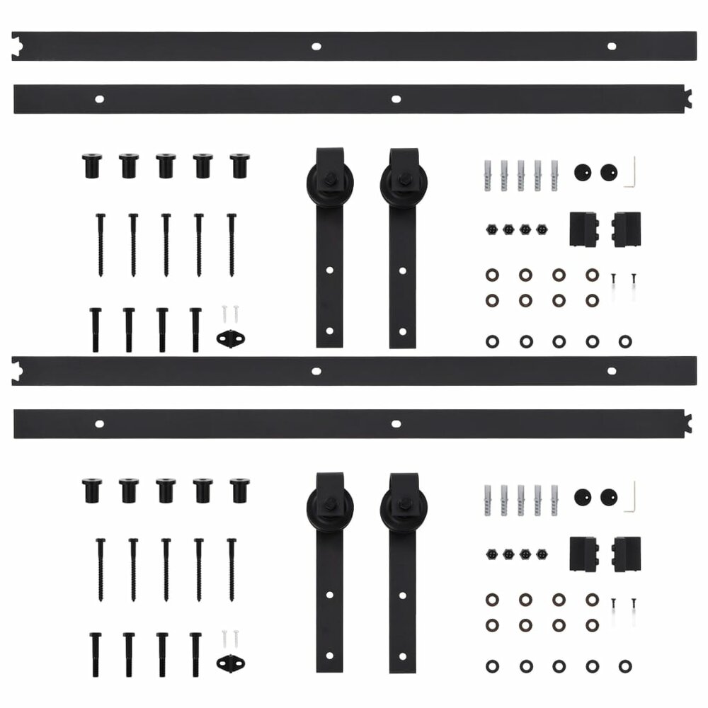 Hardwaresets voor schuifdeuren 2 st 200 cm staal zwart