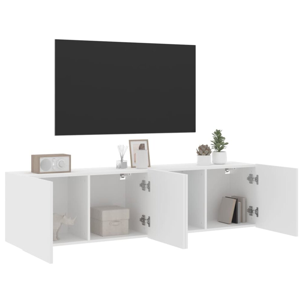 Tv-meubels 2 st wandgemonteerd 80x30x41 cm wit
