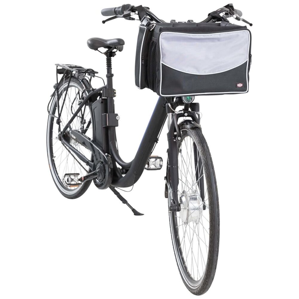Fietsmand voor huisdieren voorop 41x26x26 cm zwart en grijs