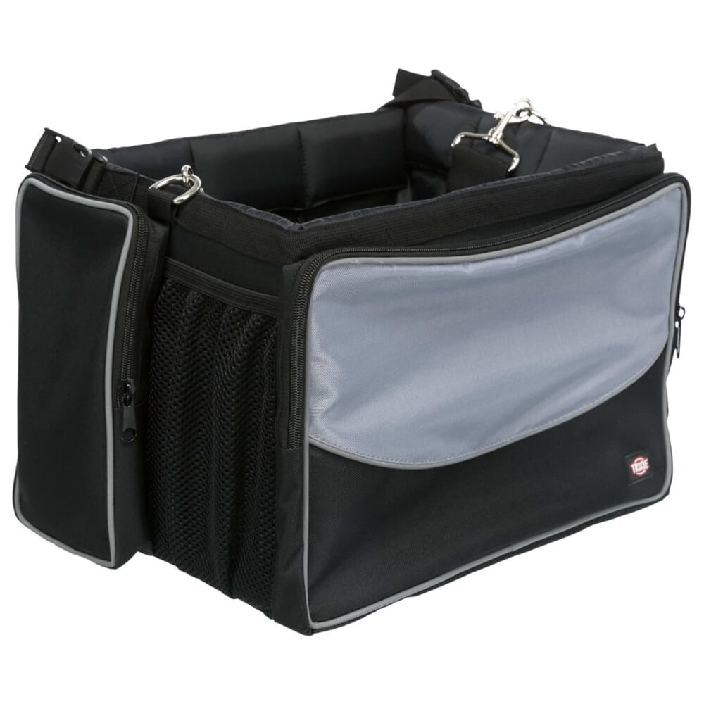 Fietsmand voor huisdieren voorop 41x26x26 cm zwart en grijs
