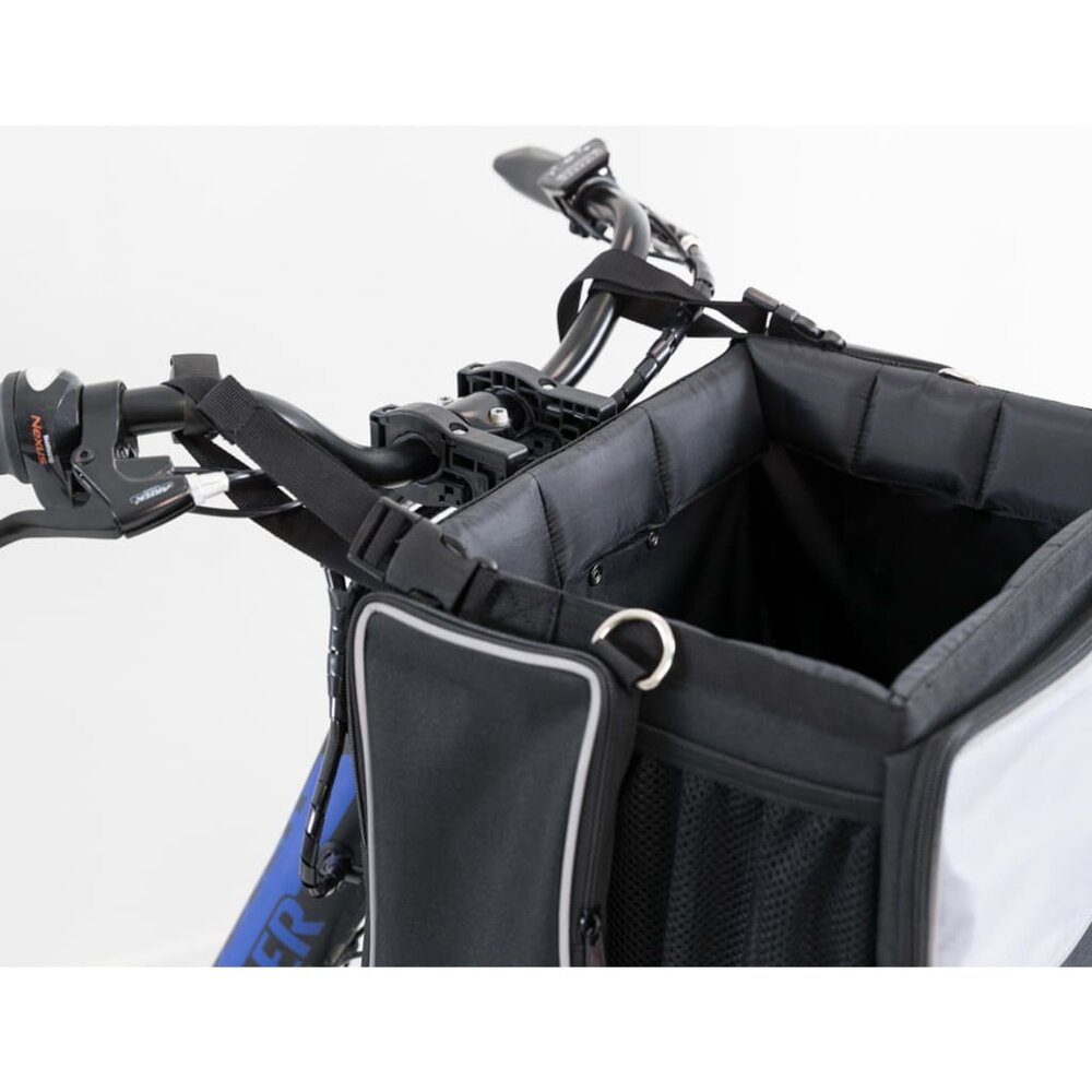 Fietsmand voor huisdieren voorop 41x26x26 cm zwart en grijs