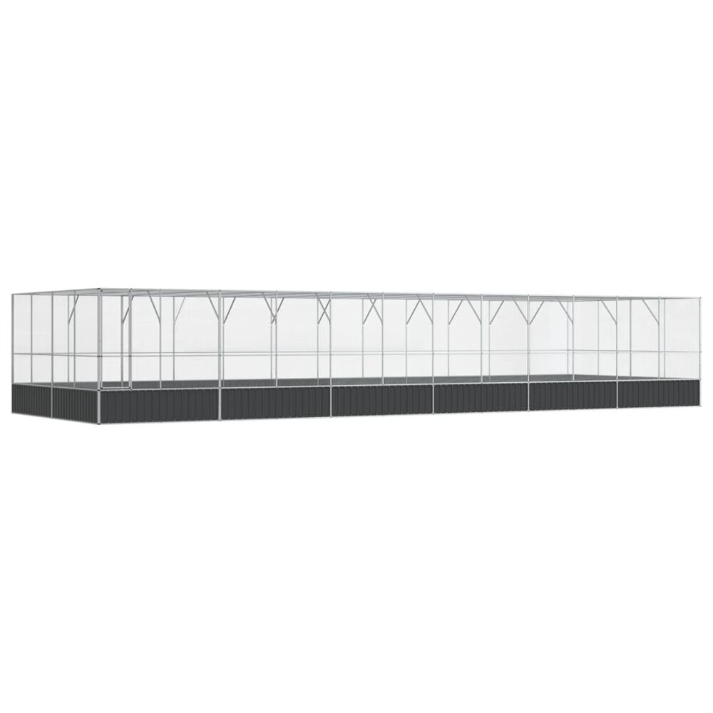 Voli&egrave;re met verlengstuk 1246x414x212 m staal zilverkleurig
