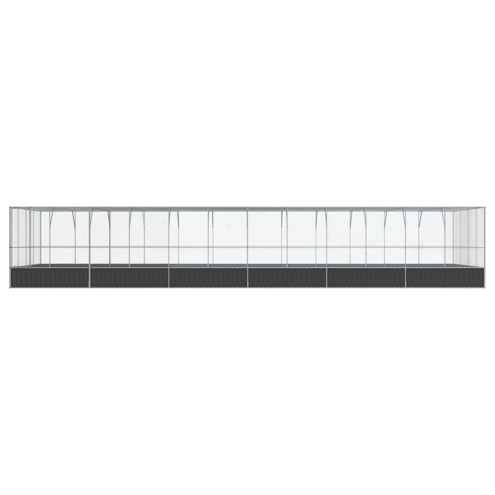 Voli&egrave;re met verlengstuk 1246x414x212 m staal zilverkleurig