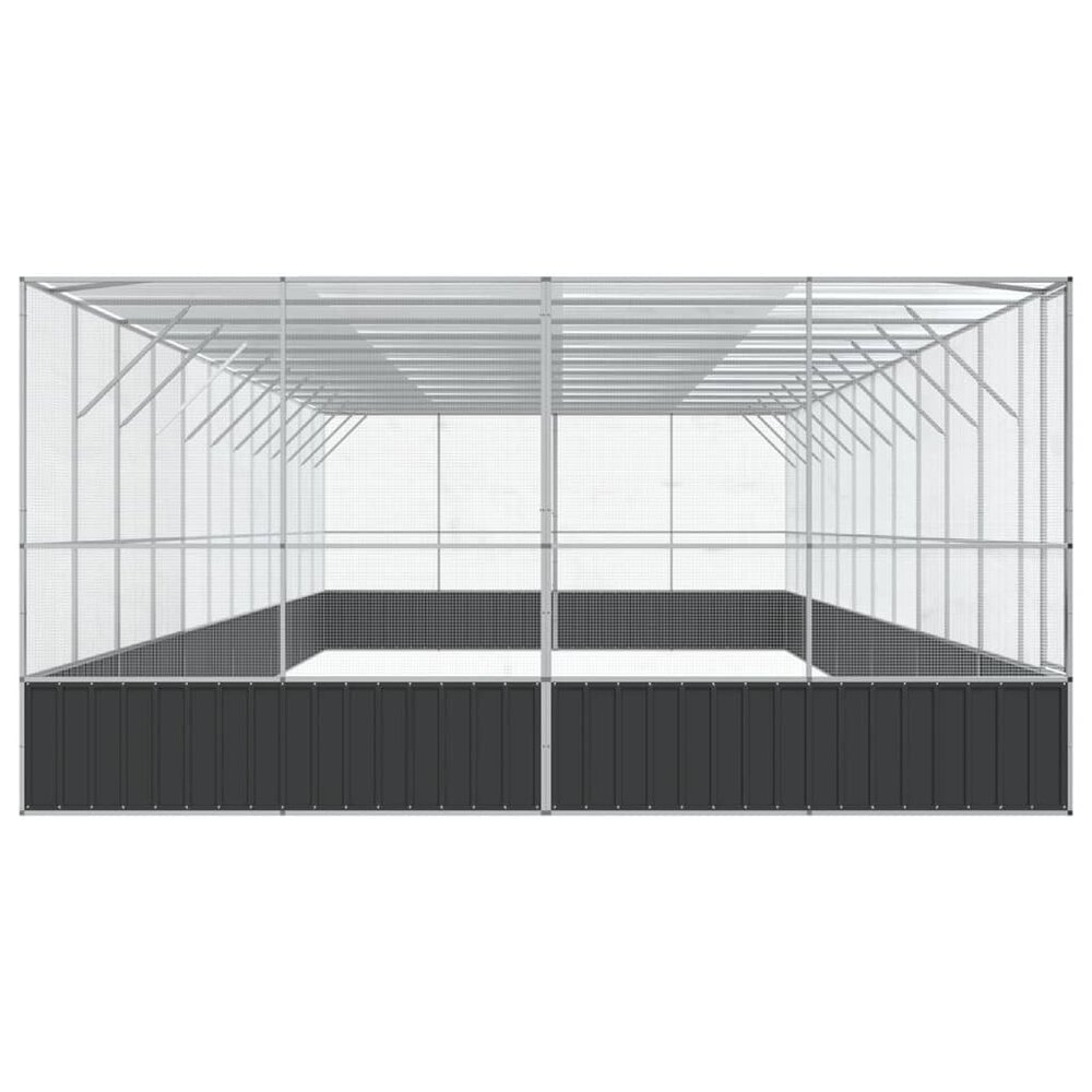 Voli&egrave;re met verlengstuk 1246x414x212 m staal zilverkleurig