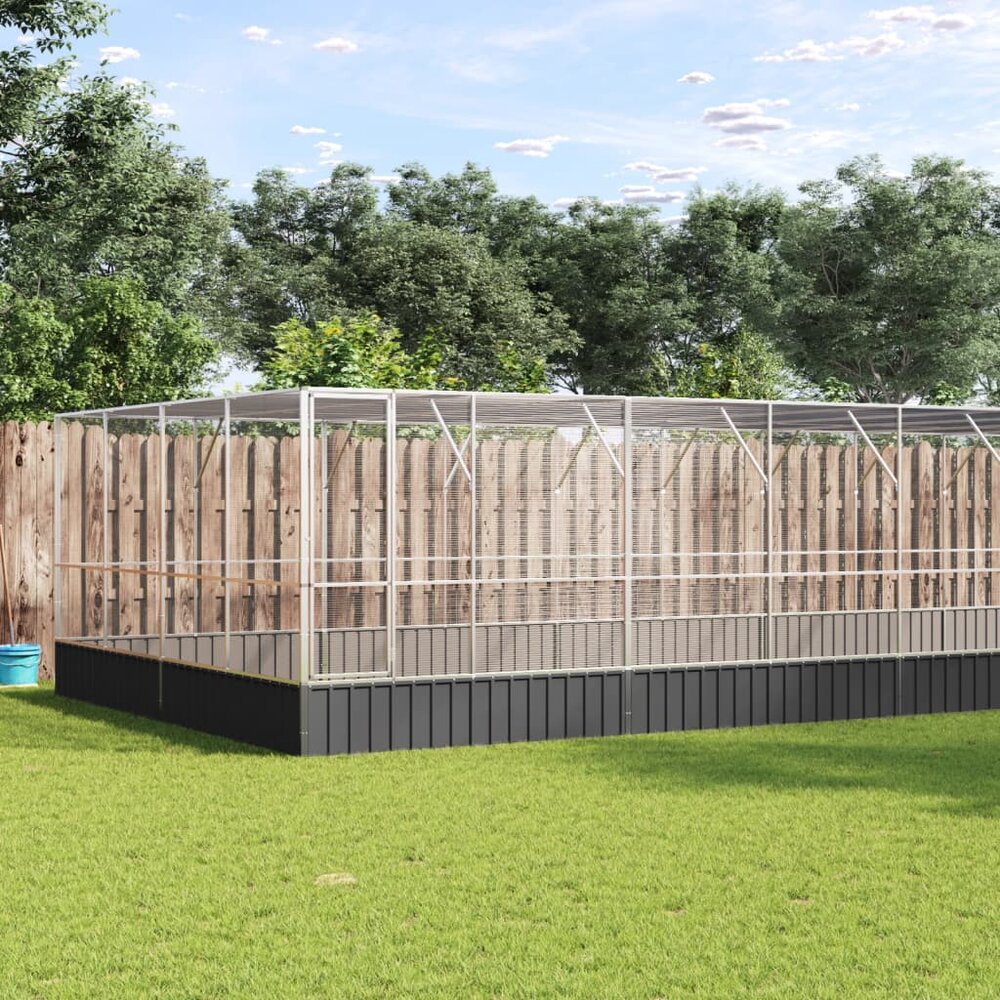 Voli&egrave;re met verlengstuk 832x414x212 m staal zilverkleurig