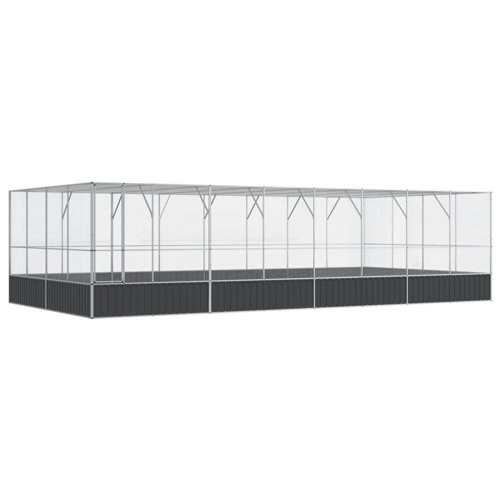 Voli&egrave;re met verlengstuk 832x414x212 m staal zilverkleurig