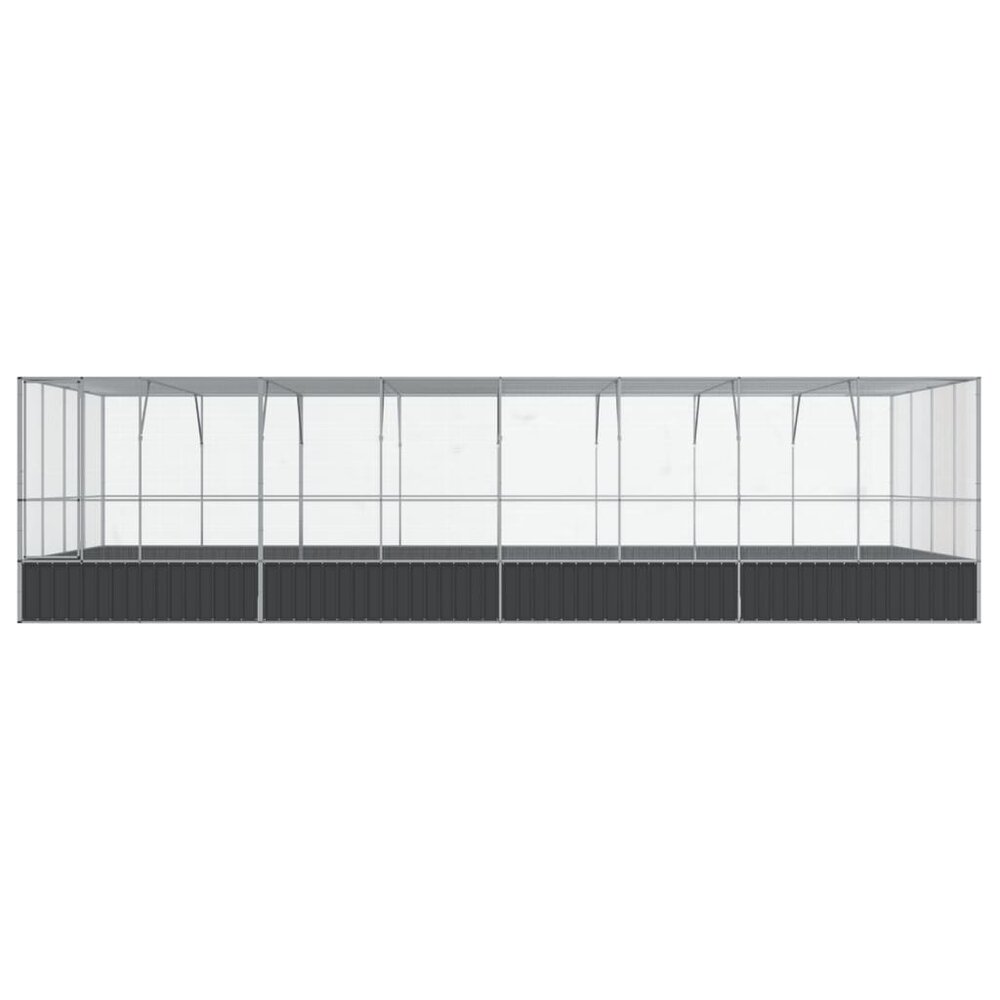 Voli&egrave;re met verlengstuk 832x414x212 m staal zilverkleurig