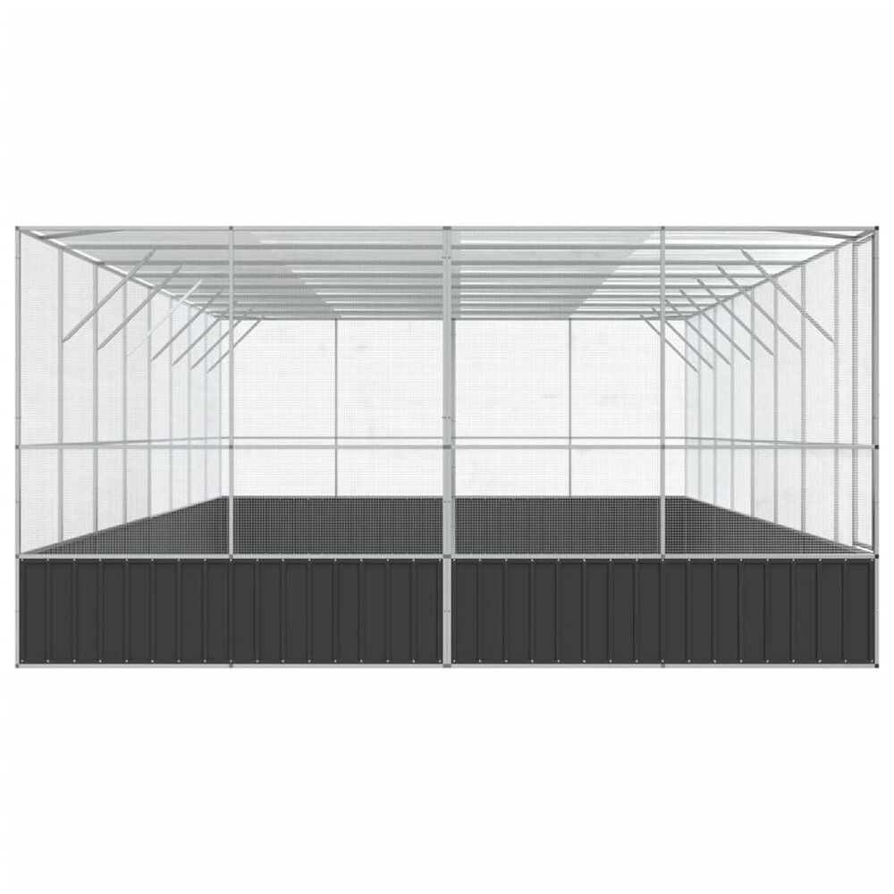 Voli&egrave;re met verlengstuk 832x414x212 m staal zilverkleurig