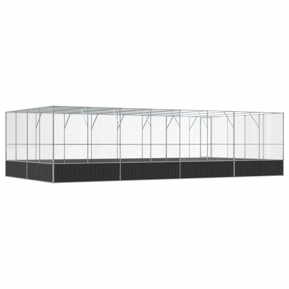 Voli&egrave;re met verlengstuk 832x414x212 m staal zilverkleurig