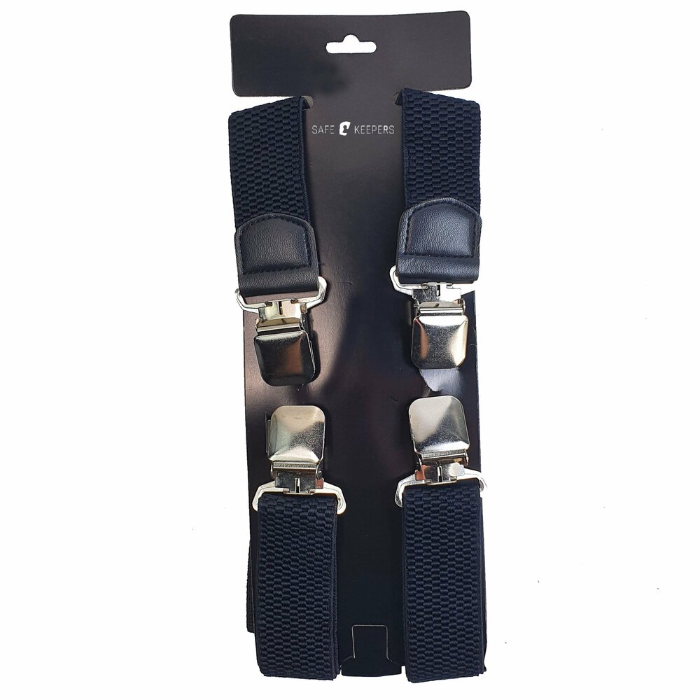 Bretels Heren - 2 Stuks - Bretels - Bretels Heren Volwassenen - 4 Clips Bretels -  2 Stuks Zwart en Blauw